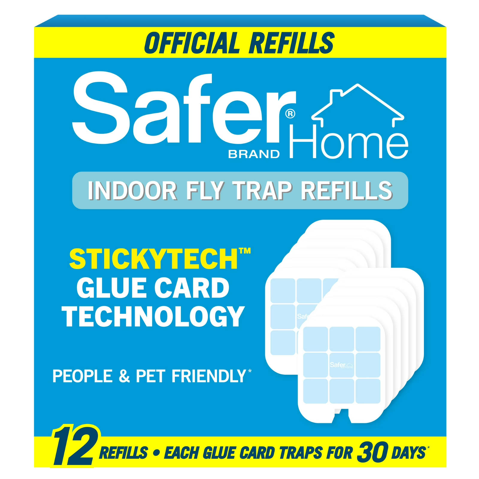 12 PACK Safer Home Trap Refill Pack of Glue Cards for Indoor Fly TRAP