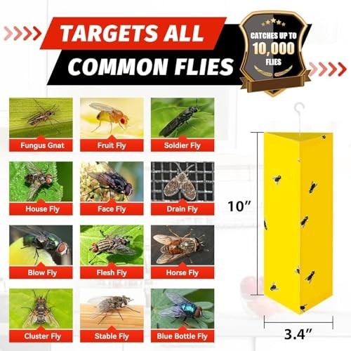 Sticky Fly Traps 10 Pack Yellow Glue Traps for Gnats Mosquitoes Fruit Flies