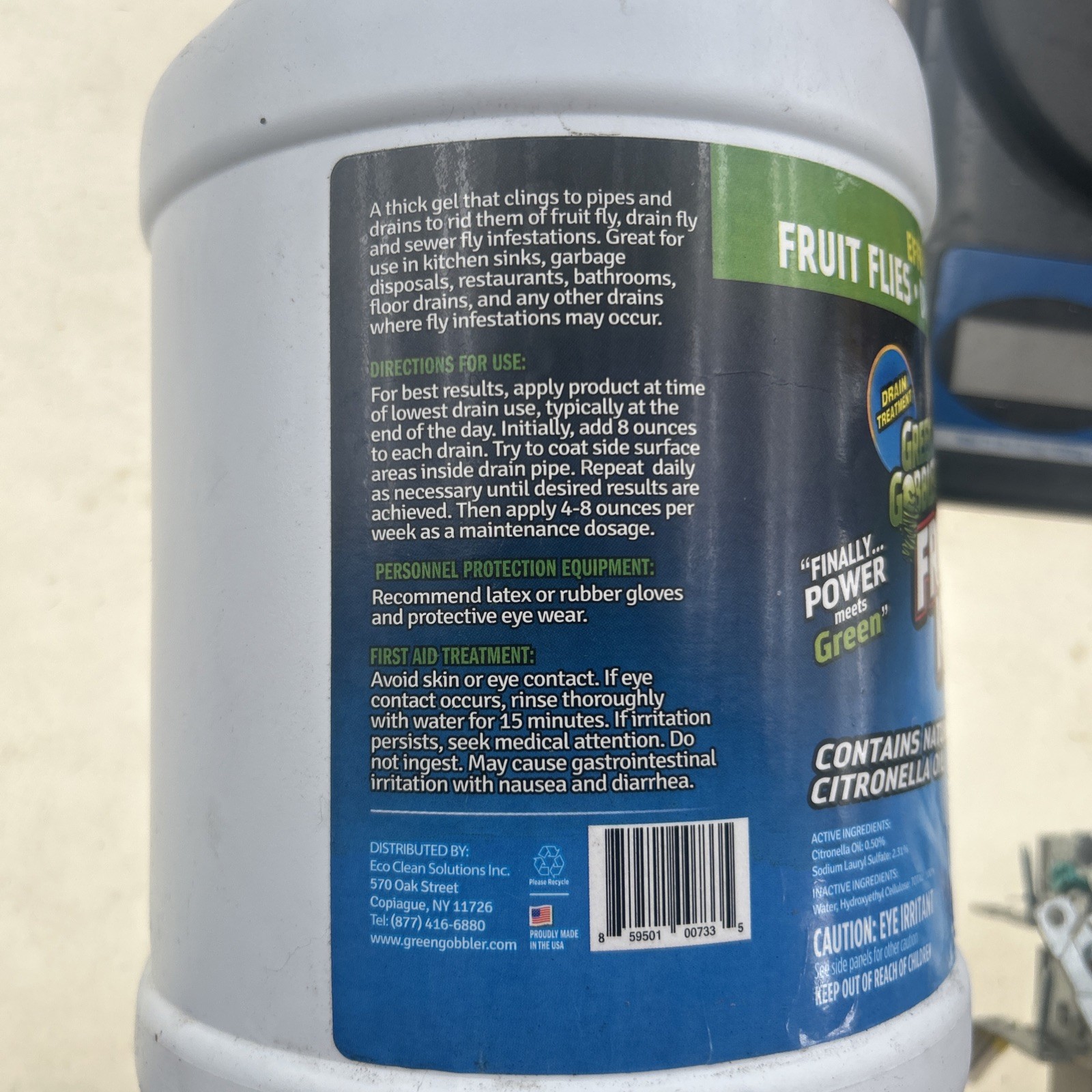 1 Gallon Green Gobbler Fruit Fly Drain Fly & Sewer Fly Solution