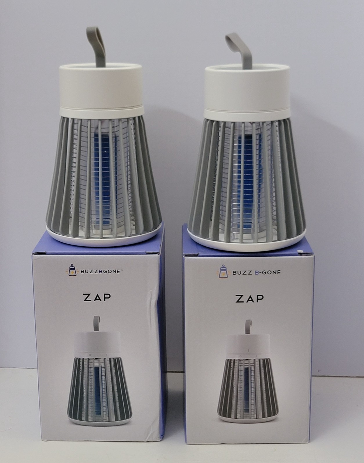 2 pk Buzz B Gone Zap Portable LED Light Bug Mosquito Zapper 360° Rechargeable!