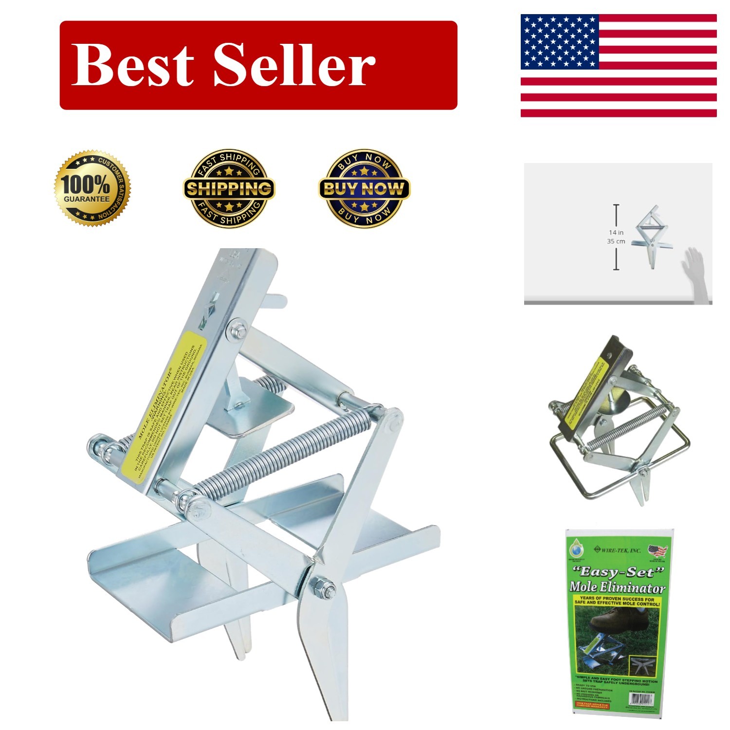 Wire Tek 1001 EasySet Mole Eliminator Trap – Safe, Chemical-Free Solution