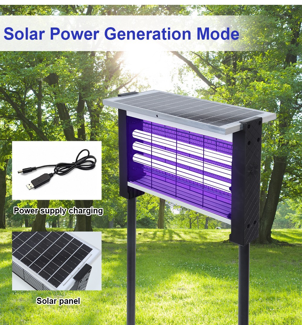Solar Bug Zapper Outdoor 4500V Mosquito Killer Powered USB Rechargeable IPX5 New