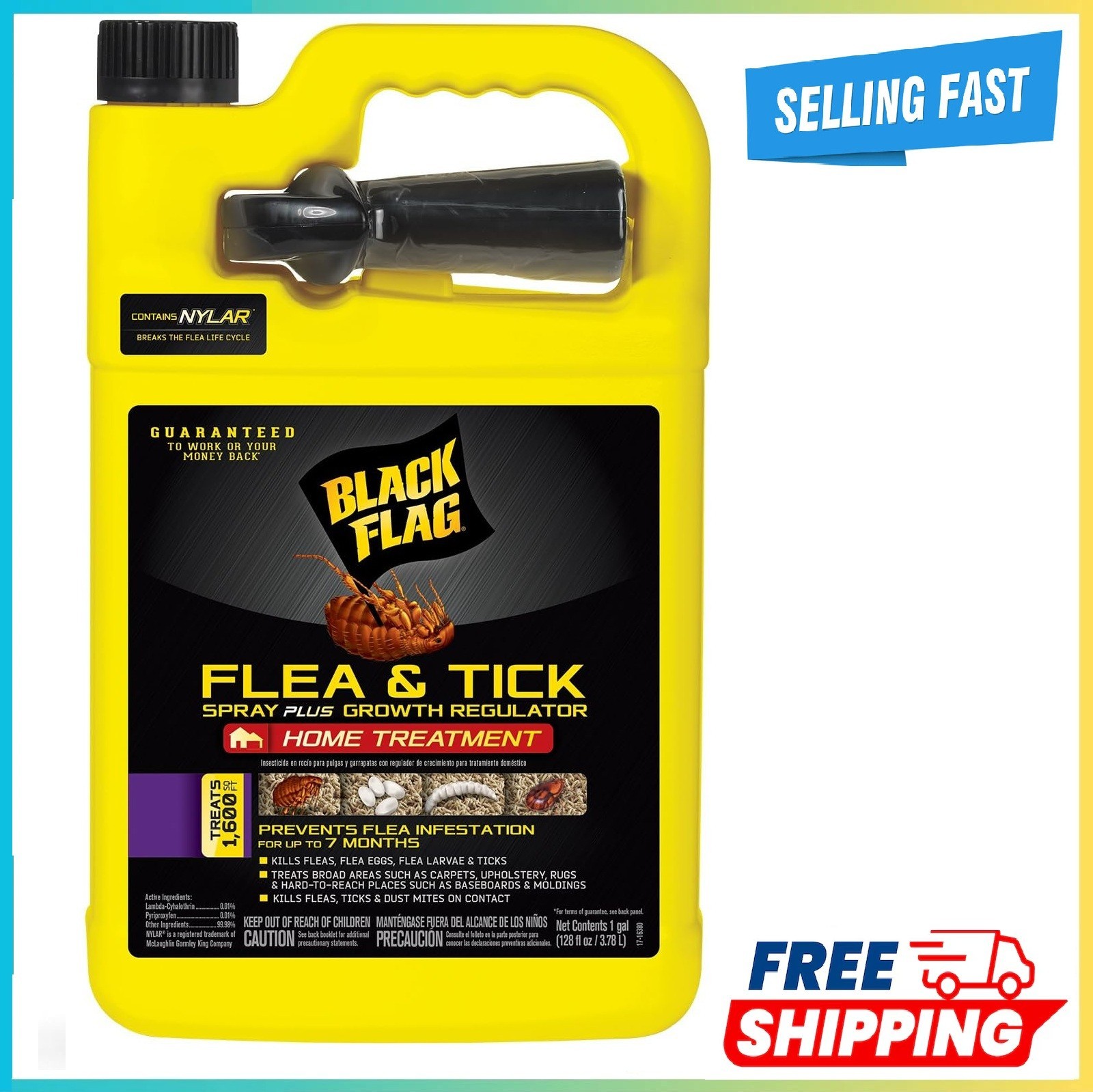 Extreme Flea Killer Plus Growth Regulator RTU For Insects, 128 oz, 1-gal Black..