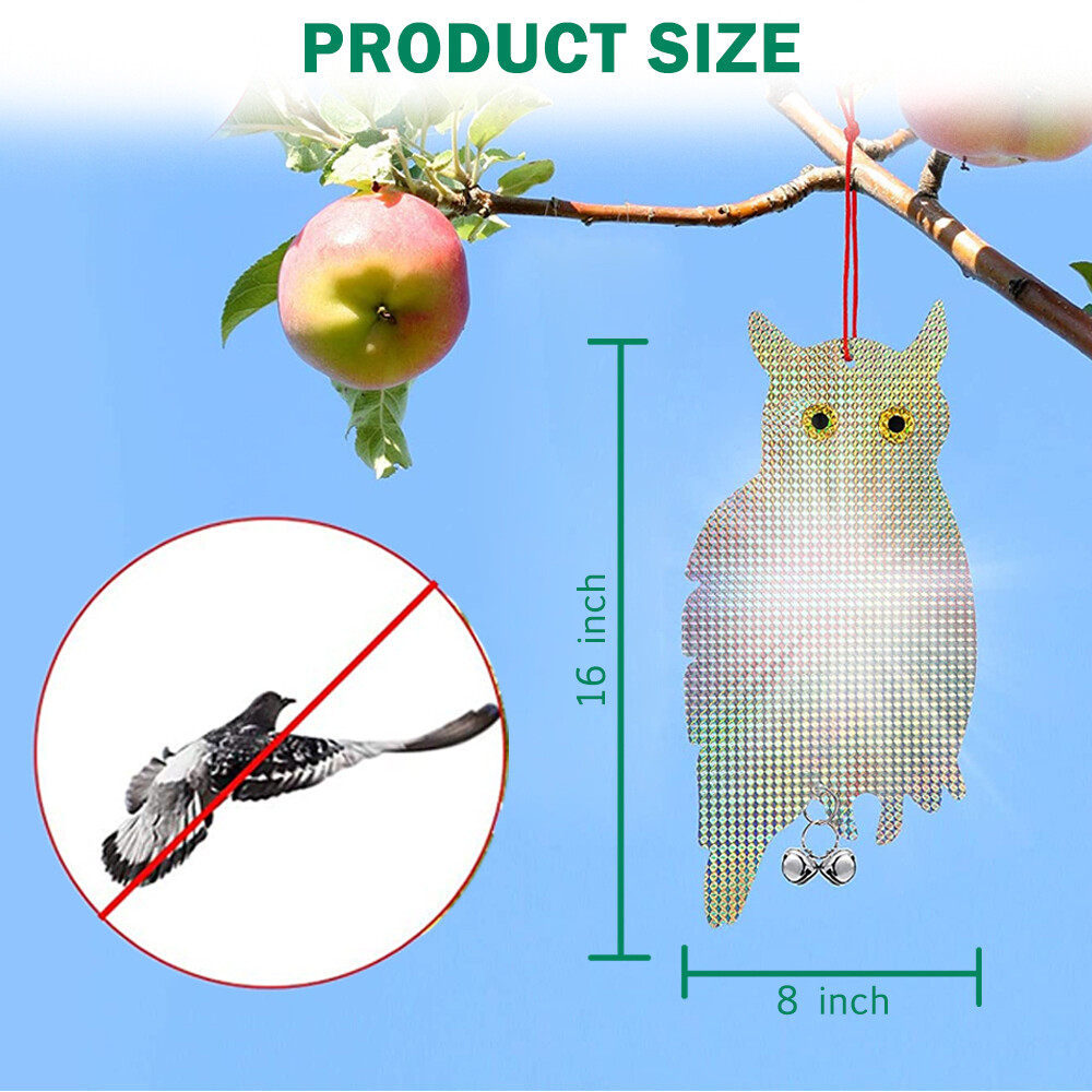 2pcs Bird Scare Repellent Reflective Yard Garden Hanging Device Fake Owl Decoy