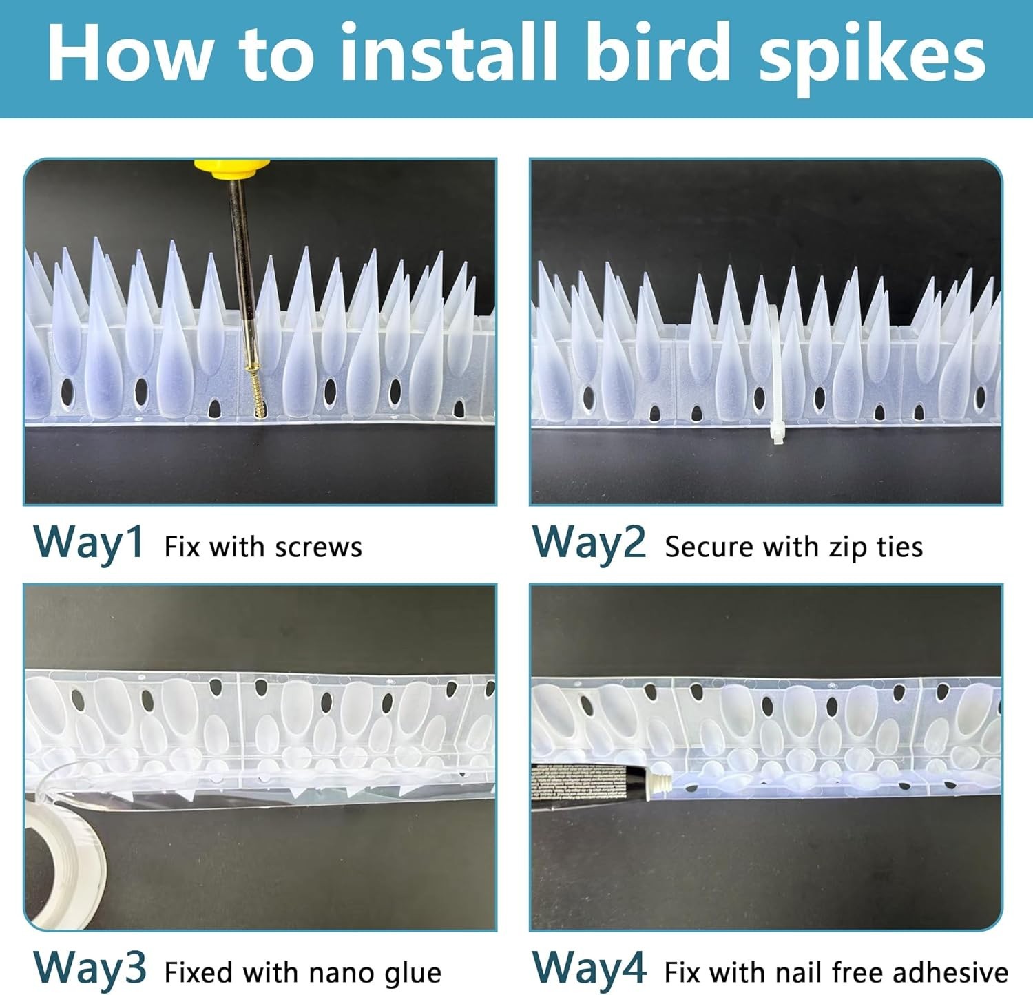 Bird Spikes, Clear, 12 Pack, New Roof Overhang Spikes, Pigeon Spikes for Fenc…