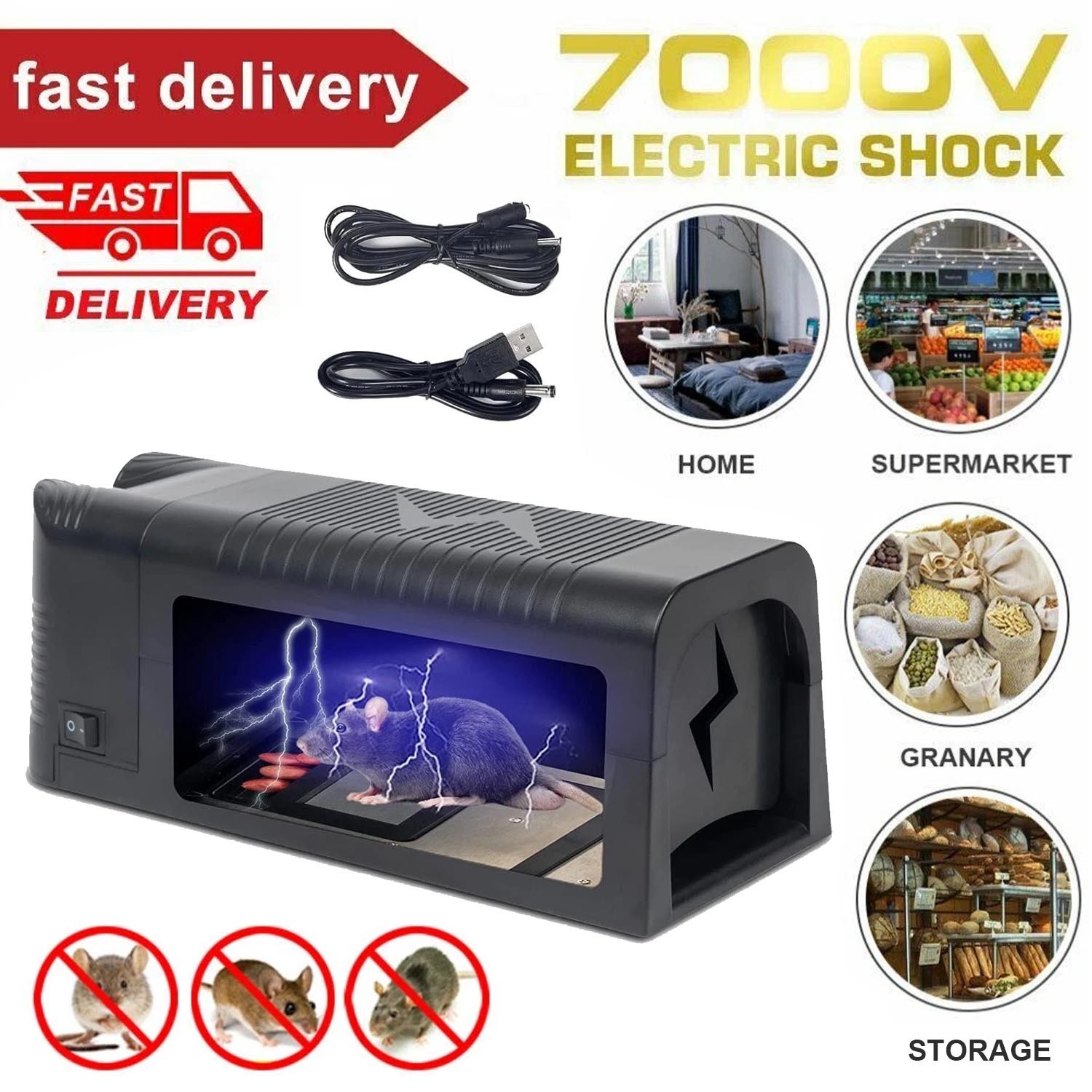 Electronic Mouse Trap Control Kill Big Rat Pest Electric Rodent Zapper Upgraded