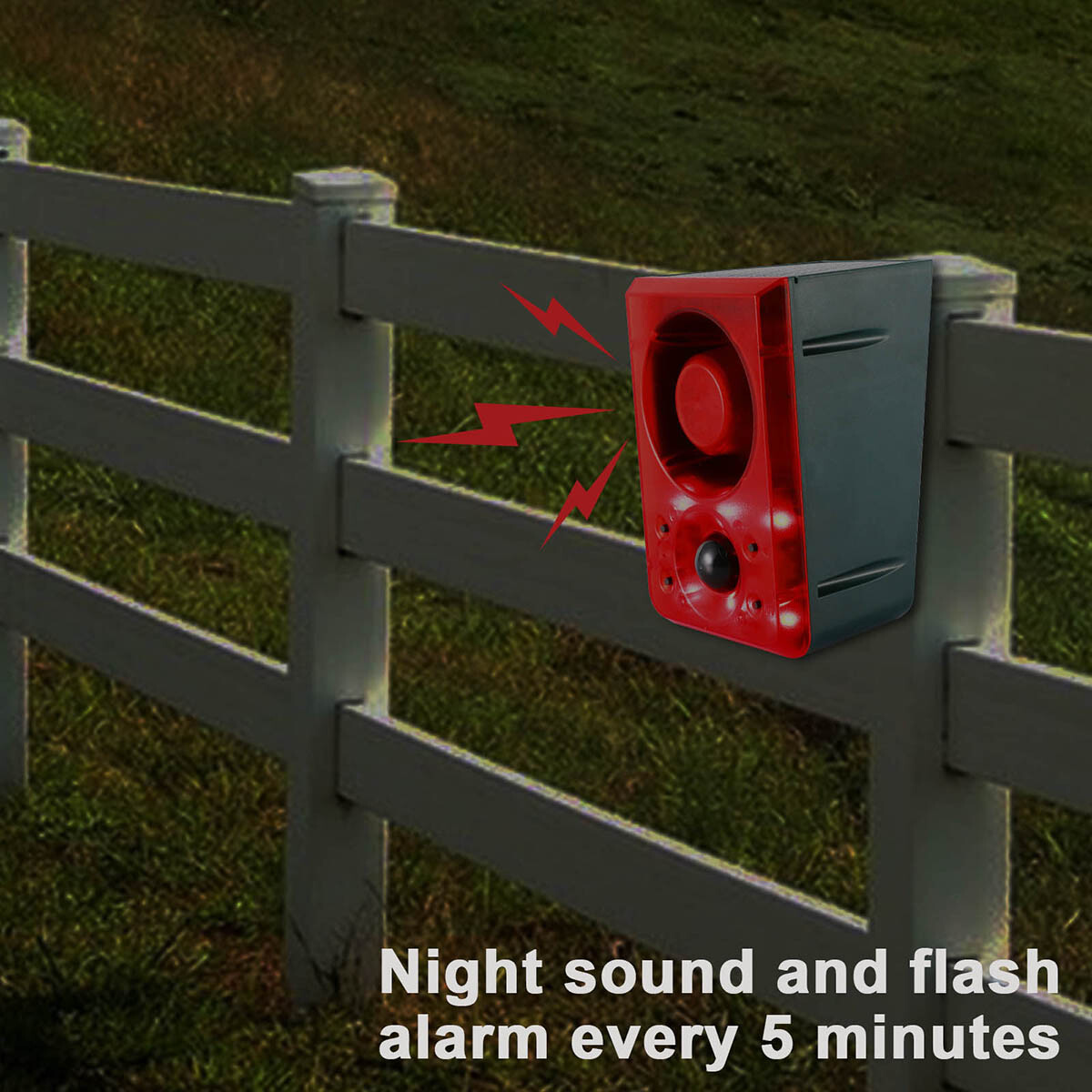 Solar Motion Sensor Alarm Emits Loud Dog Barking & Gunshot Sounds up to 130db