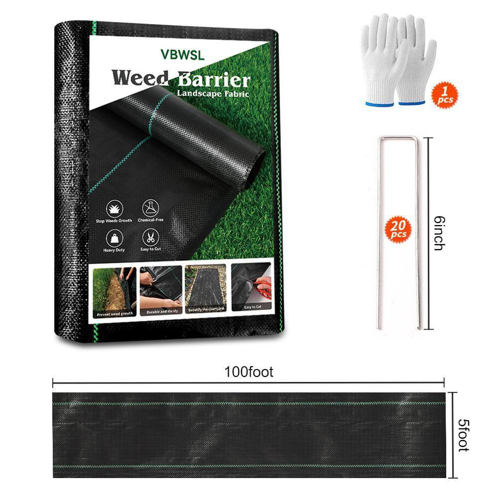 5 Ft. W X 100 Ft. L Polypropylene Heavy Duty Garden Weed Blocker Fabric Weed Bar