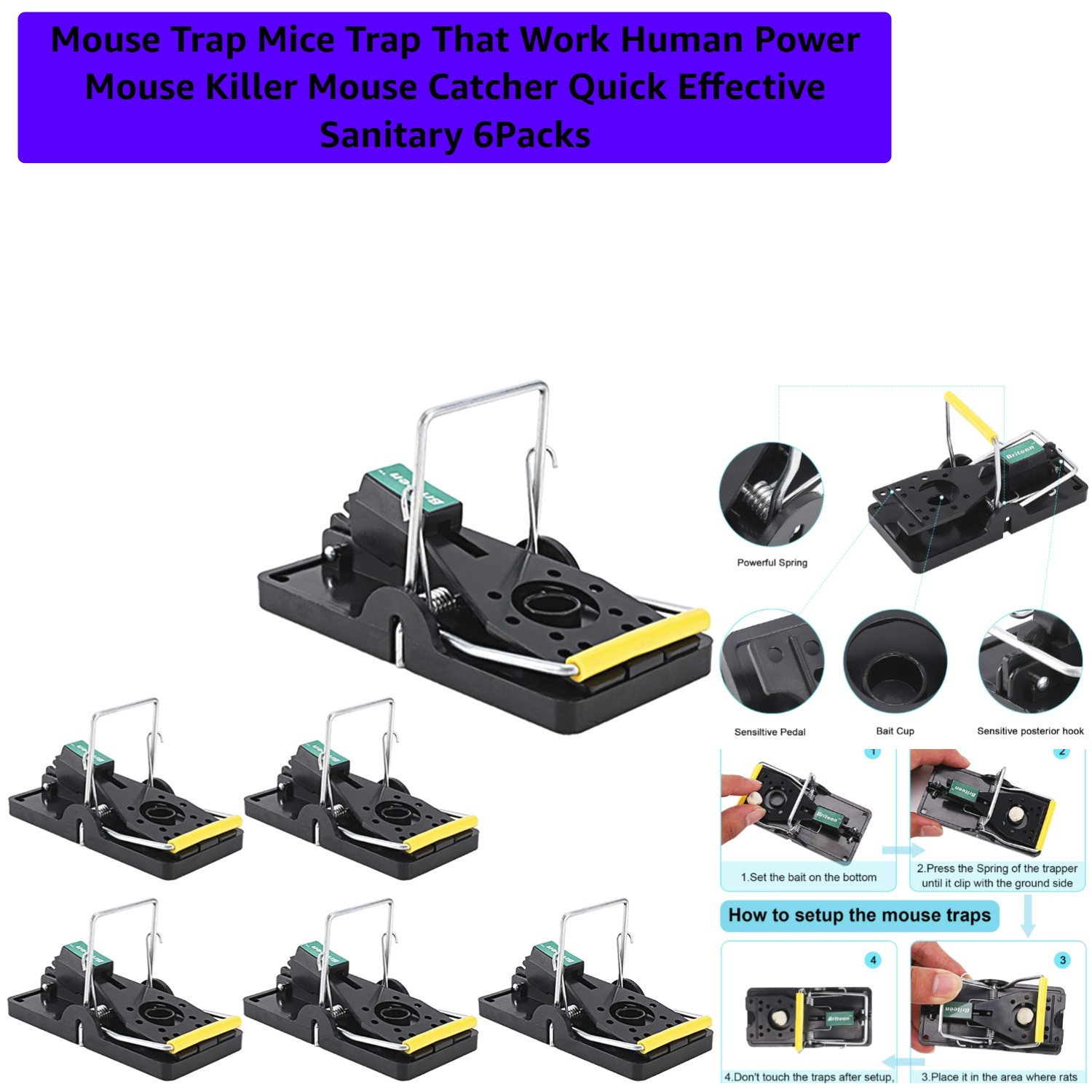 Modern Mouse Killer Traps – 6 Pack of Quick-Response and Sanitary Design
