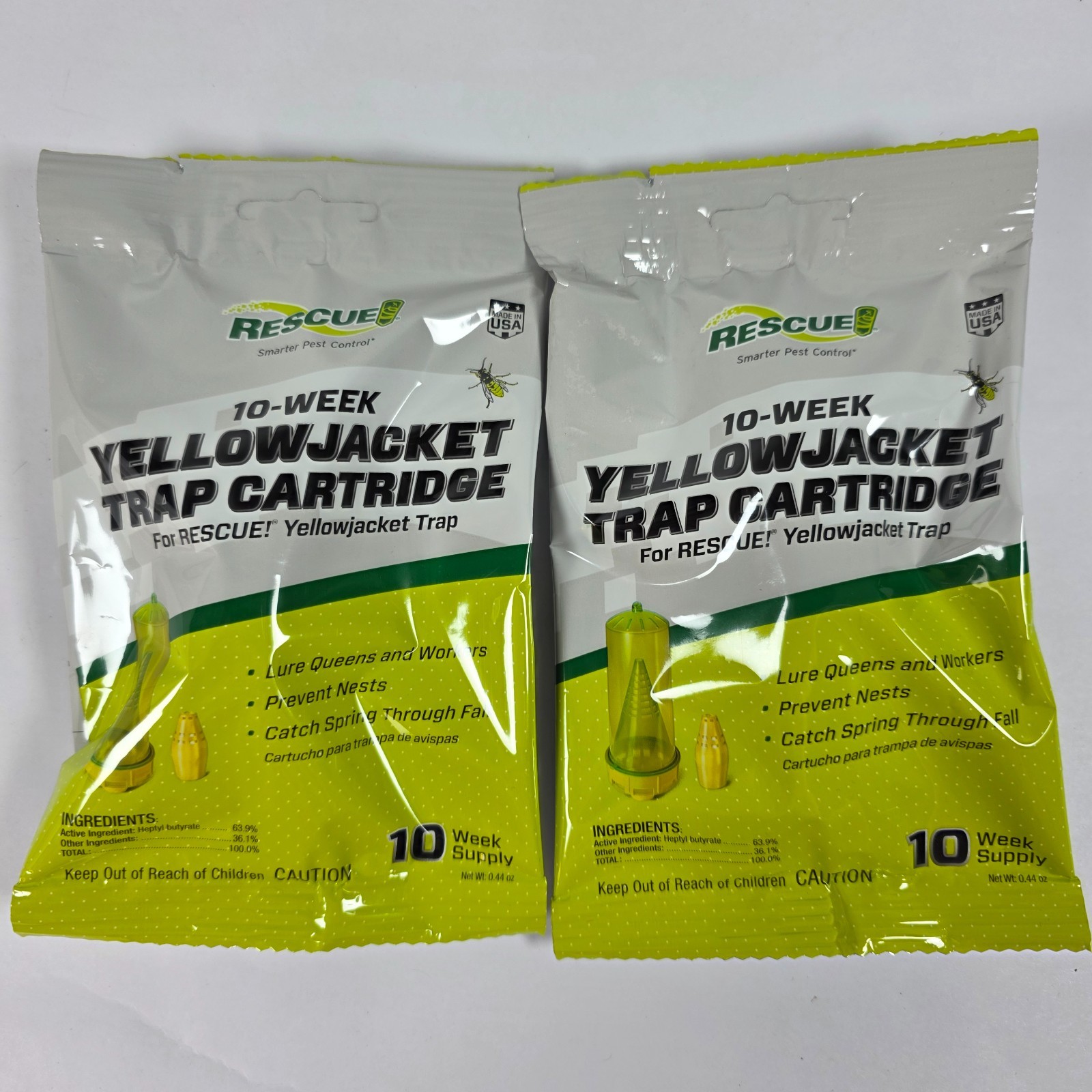 Lot of 2 Rescue Yellowjacket Attractant Trap Cartridge 10 Week Supply Refills