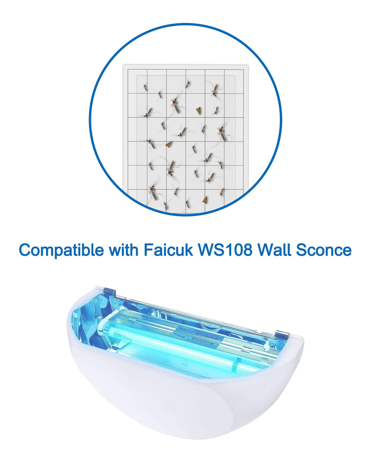 20 Pcs Replacement Sticky Board for Faicuk WS108 Wall Sconce Fly Light Gray