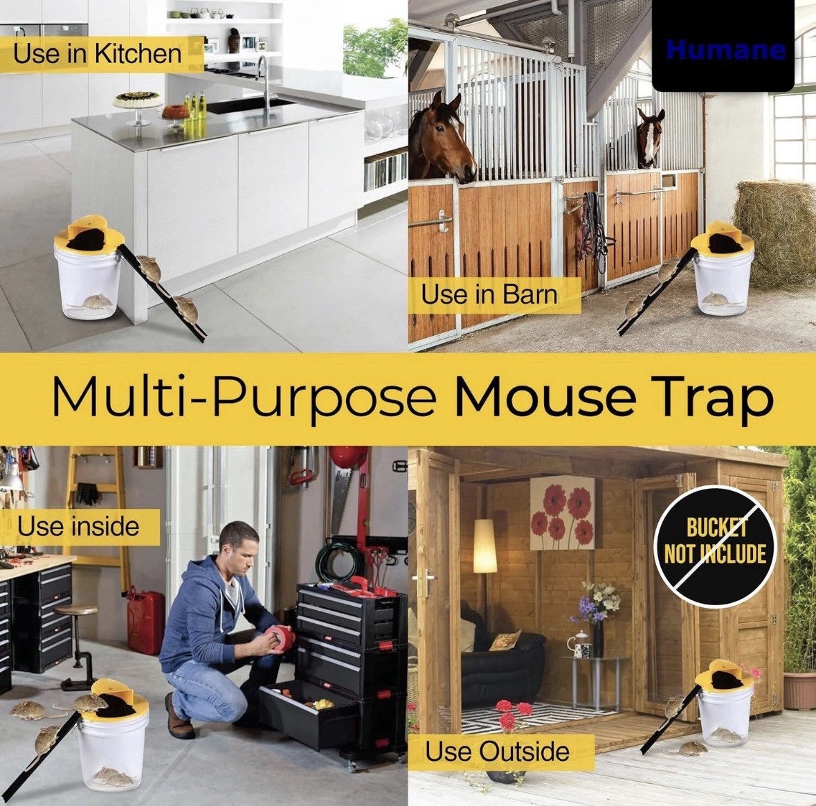 Mouse Rat Trap Flip & Slide Mouse Trap Bucket Catcher Mousetrap Slide Bucket Lid