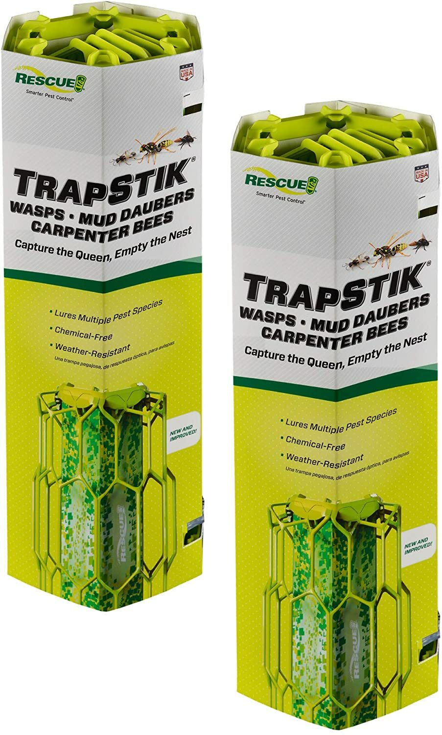 2 PACK ! RESCUE! TrapStik for Wasps, Mud Daubers, Carpenter Bees – USA Made!