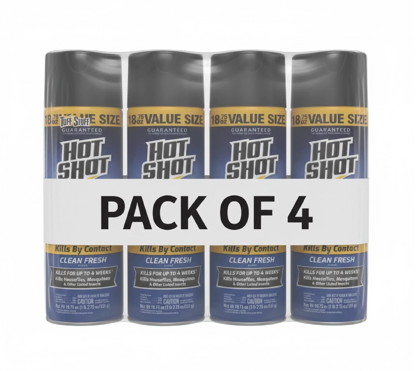 4 pack Hot Shot Flying Insect Killer Aerosol Spray, Clean Fresh Scent, 18.75 OZ