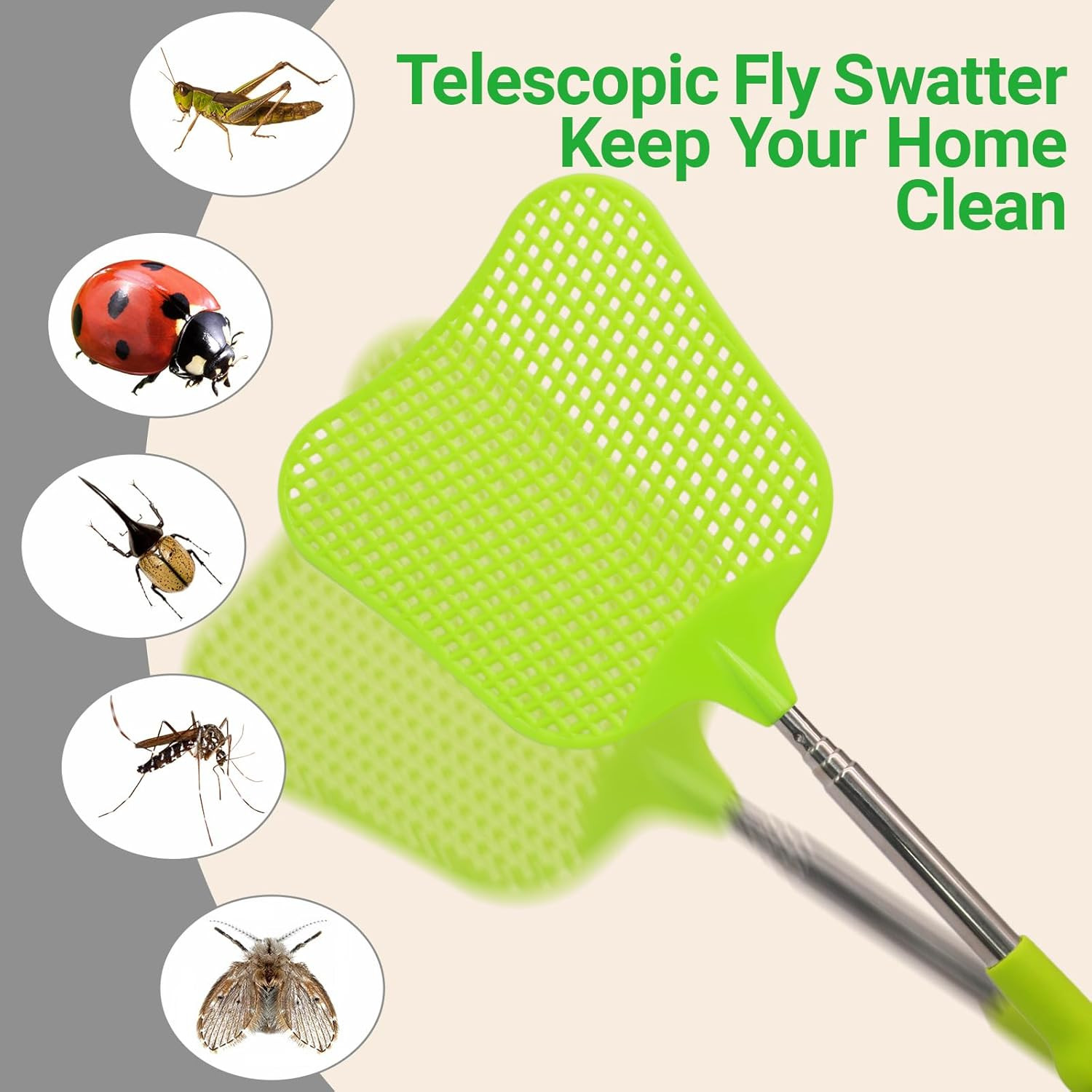 3 Pack Telescopic Fly Swatter, Plastic Fly Swatter Heavy Duty Set, Manual Flyswa