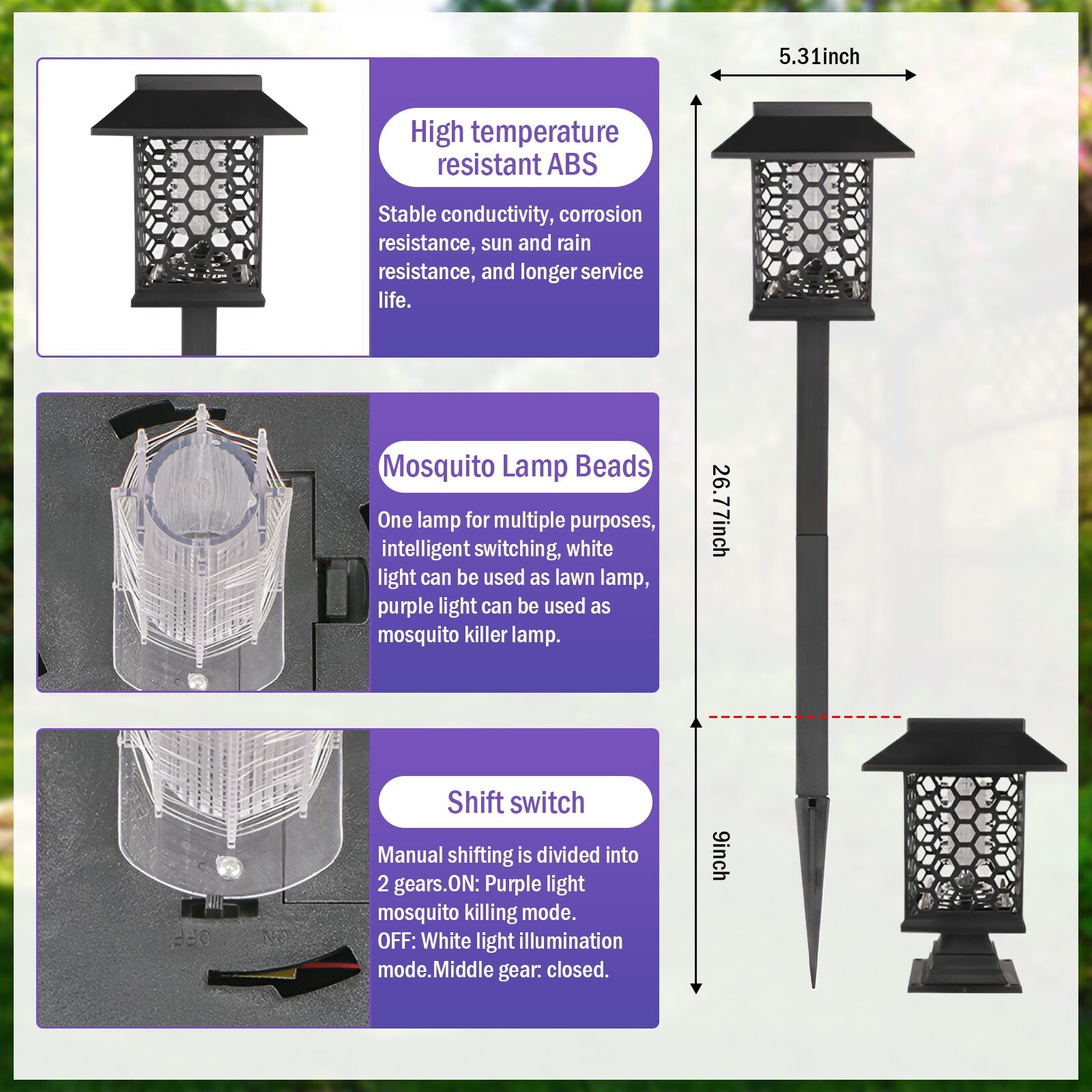 4Pack Solar Mosquito Zapper for Outdoor Yard and Garden Lighting