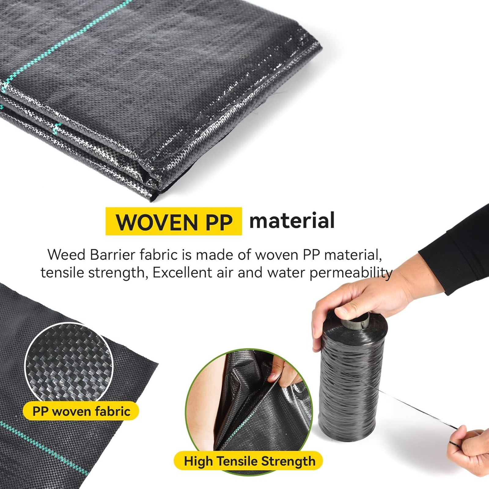 Weed Barrier Fabric 3.2oz Heavy Duty Woven Polypropylene Landscape Ground Cover