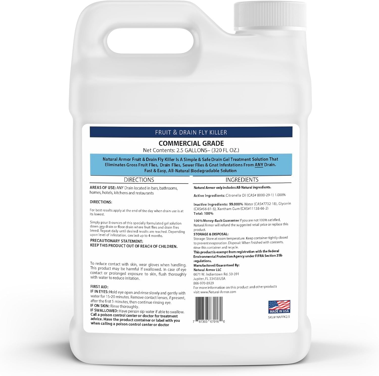 Fast-Acting 1 Gallon Fruit Fly & Drain Fly Killer – Non-Toxic Gel Treatment