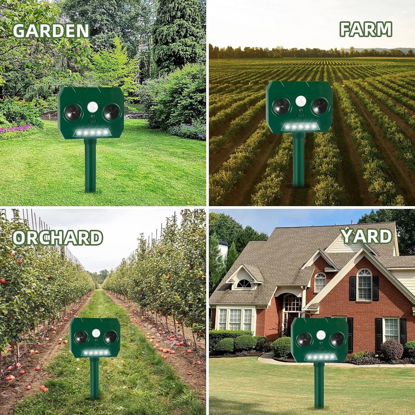4/6/8Pack Solar Ultrasonic Animal Repellent Dog Skunk Deer Raccoon For Garden