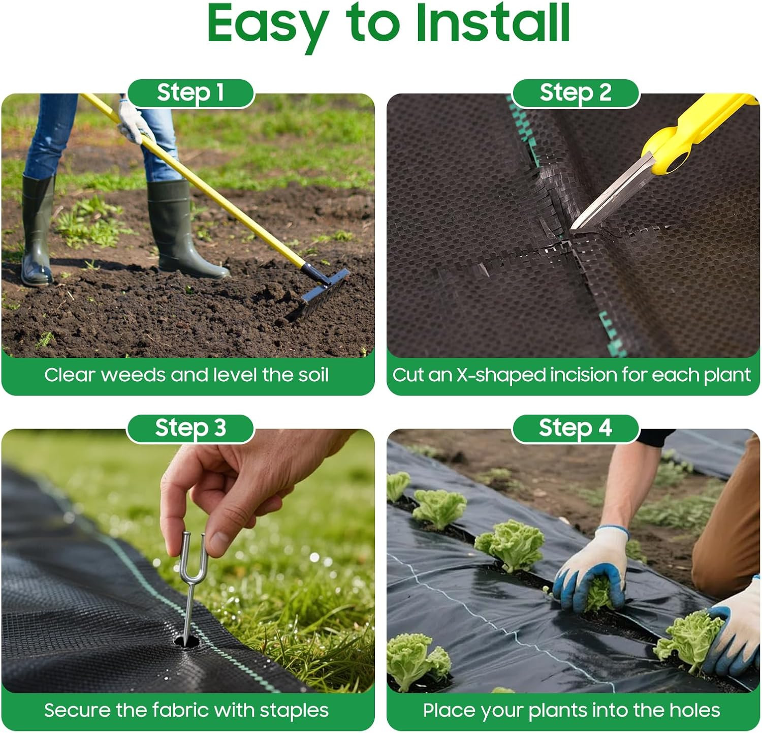 Weed Barrier Landscape Fabric, Heavy Duty Polypropylene, Black, 3X100 Feet, Wate