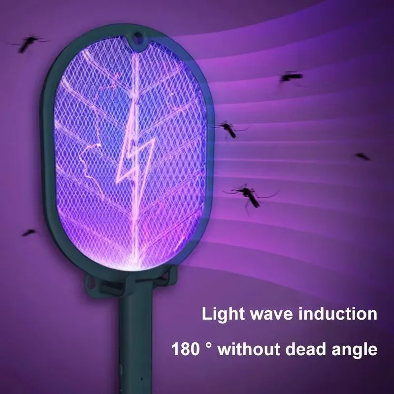 Handheld USB Rechargeable Mosquito Fly Swatter Zapper Killer Bug Insect Racket