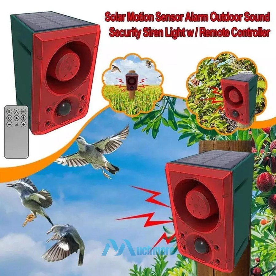 Solar Motion Sensor Alarm Emits Loud Dog Barking & Gunshot Sounds up to 130db
