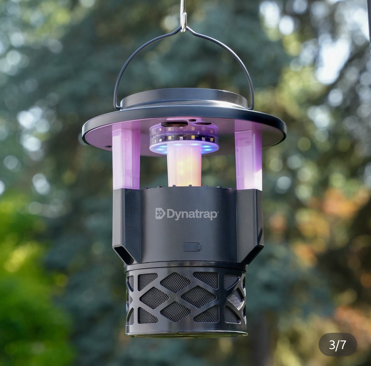 DynaTrap Outdoor Solar Powered Bug Trap Lantern, Black/Purple Color