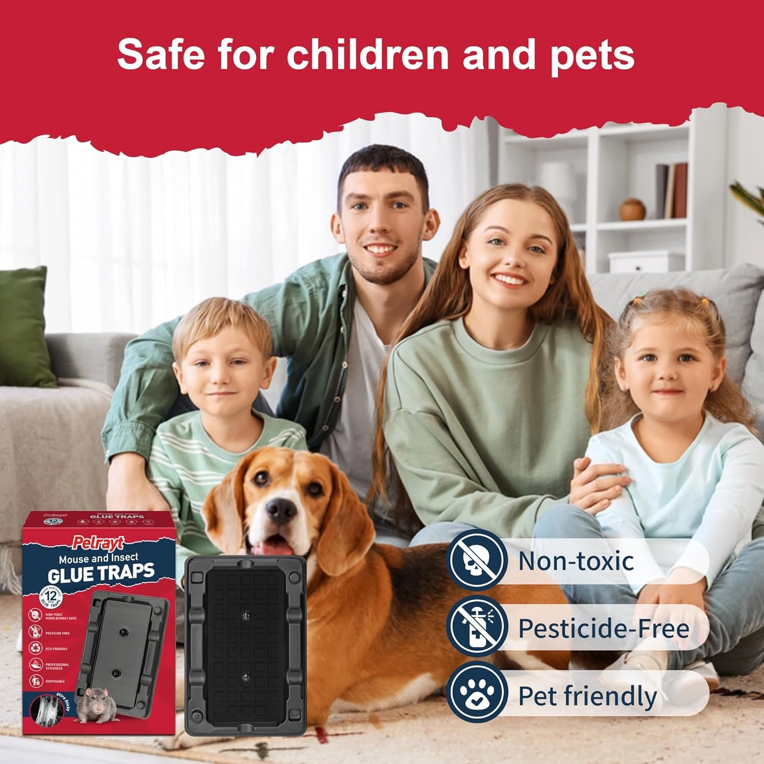 Mouse & Insect Traps 12 Pack, Heavier Sticky Traps with Non-Toxic Glue for Mice