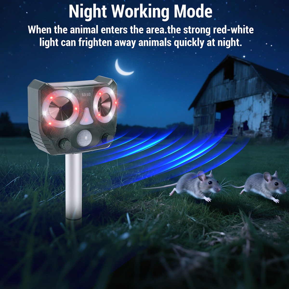 1-4PCS Solar Power Ultrasonic Animal Repeller Pest Repellent Deer Raccoon Garden