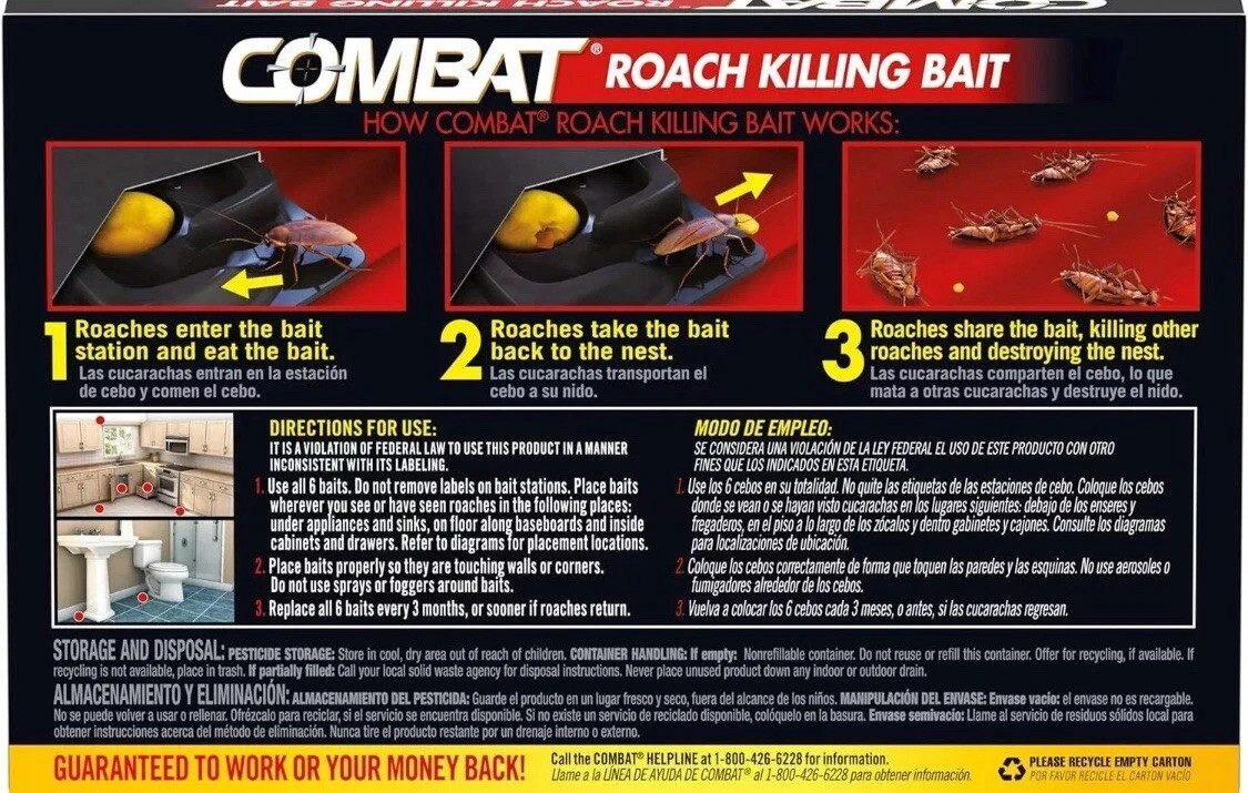 20 Boxes Combat Roach Killing Bait Stations for Small and Large Roaches, 6 Ct ea