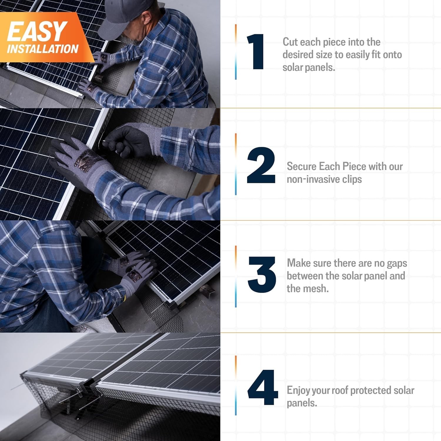 6in x 100ft Durable Solar Panel Critter Guard with 60 Fastener Clips Included