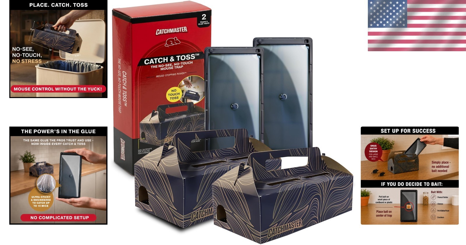 Child & Pet Safe Disposable Glue Traps – Hygienic Catch & Toss Design, 2 Count