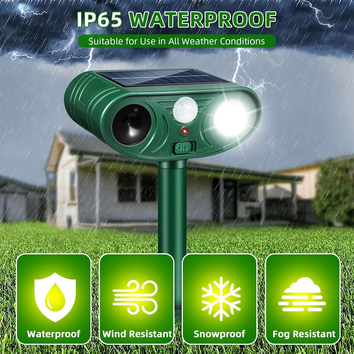 2026 Upgraded Solar Ultrasonic Animal Repellent Motion Activated Deer Repellen
