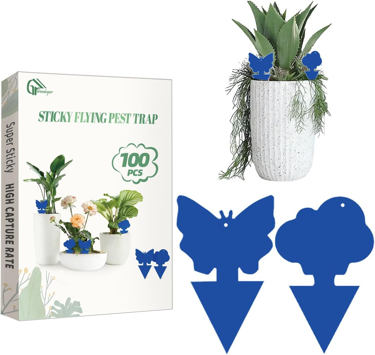 100 Pcs Sticky Traps for Fungus Gnat (Plants), Fruit Fly, Whitefly, and Fly, Yel