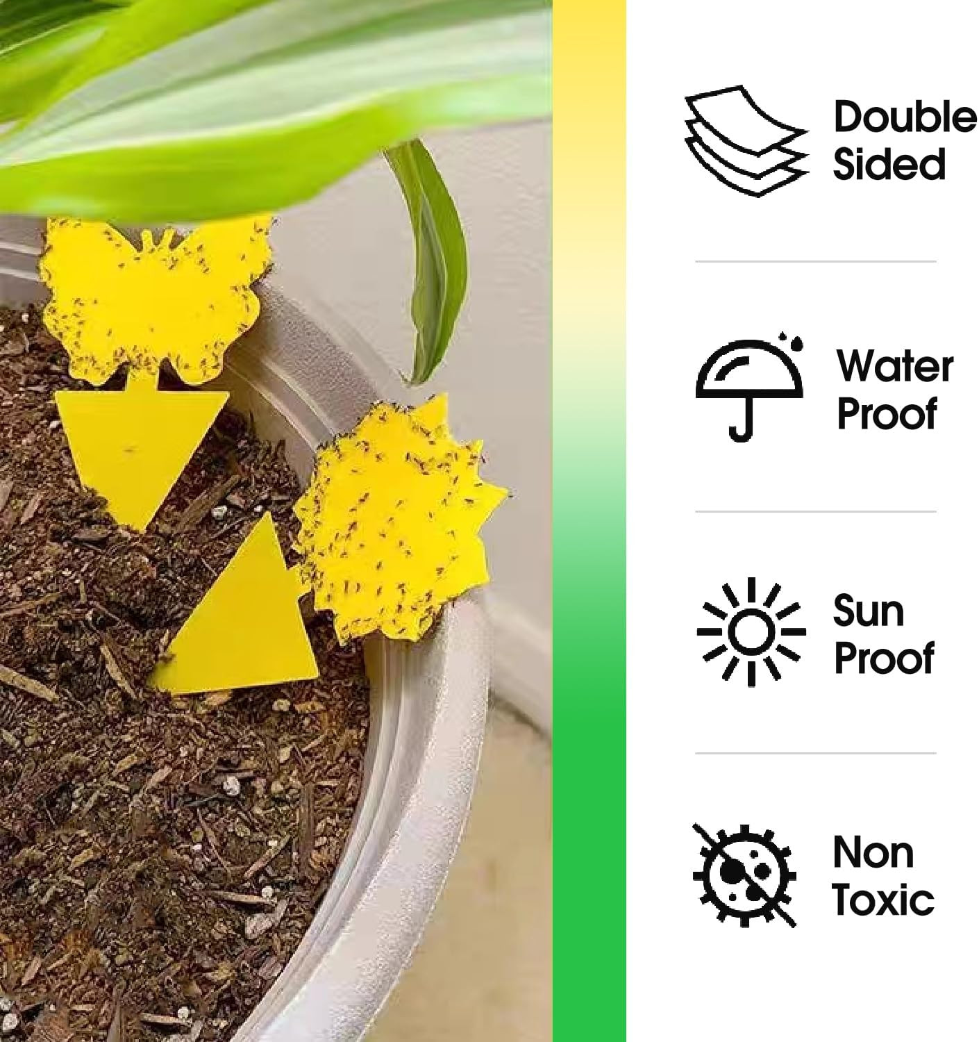 58-Pack Yellow Sticky Traps for Gnats, Flies & Insects – Indoor/Outdoor