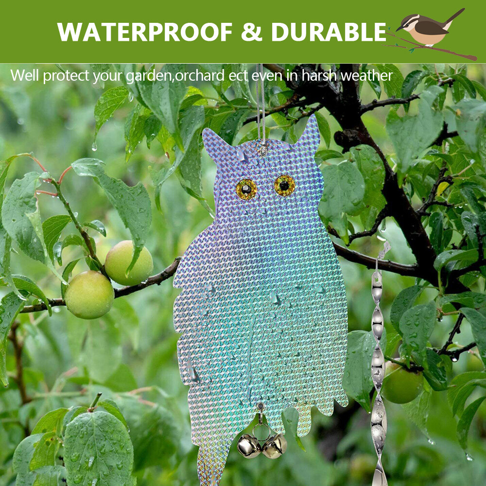Bird Repellent Deterrent Fake Owl Scarer Reflective Woodpecker Repeller Device