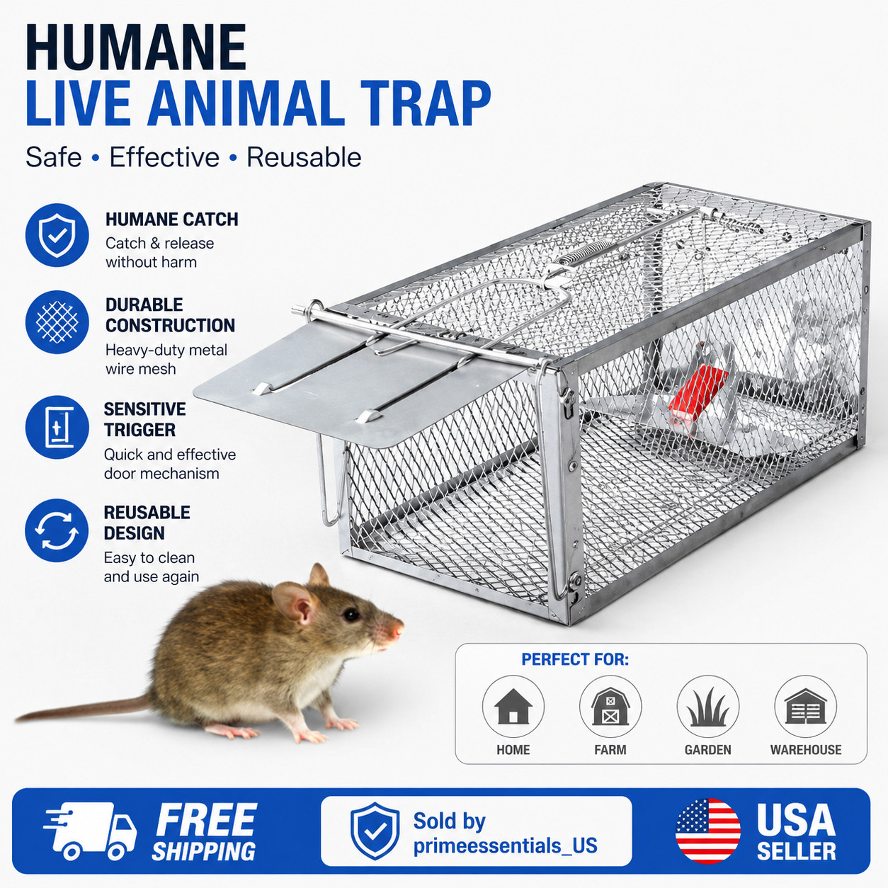 Large Power Snap Trap for Rats & Mice Heavy Duty Rodent Pest Control Reusable
