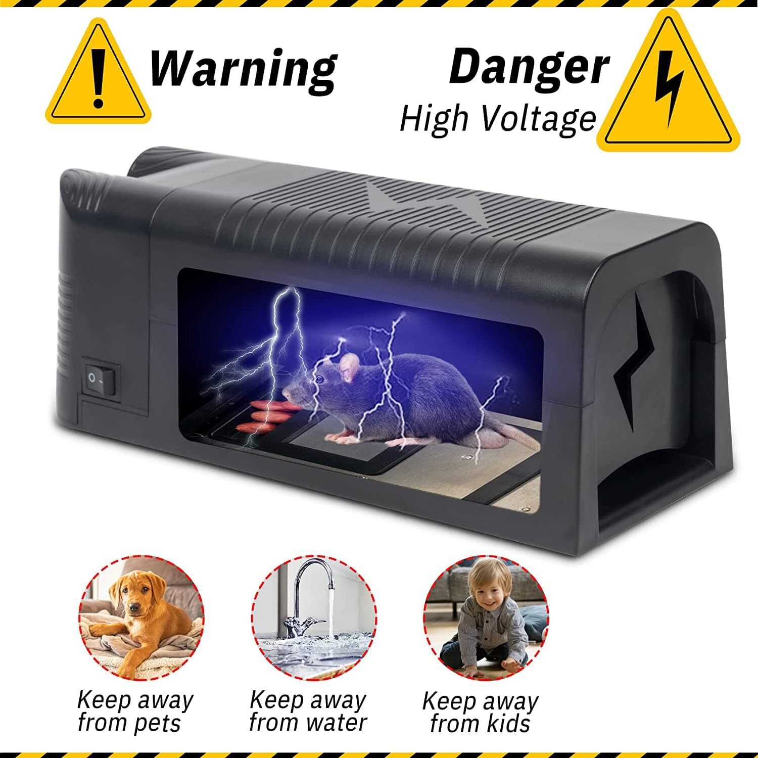 Upgraded Electronic Mouse Trap Control Kill Big Rat Pest Electric Rodent Zapper