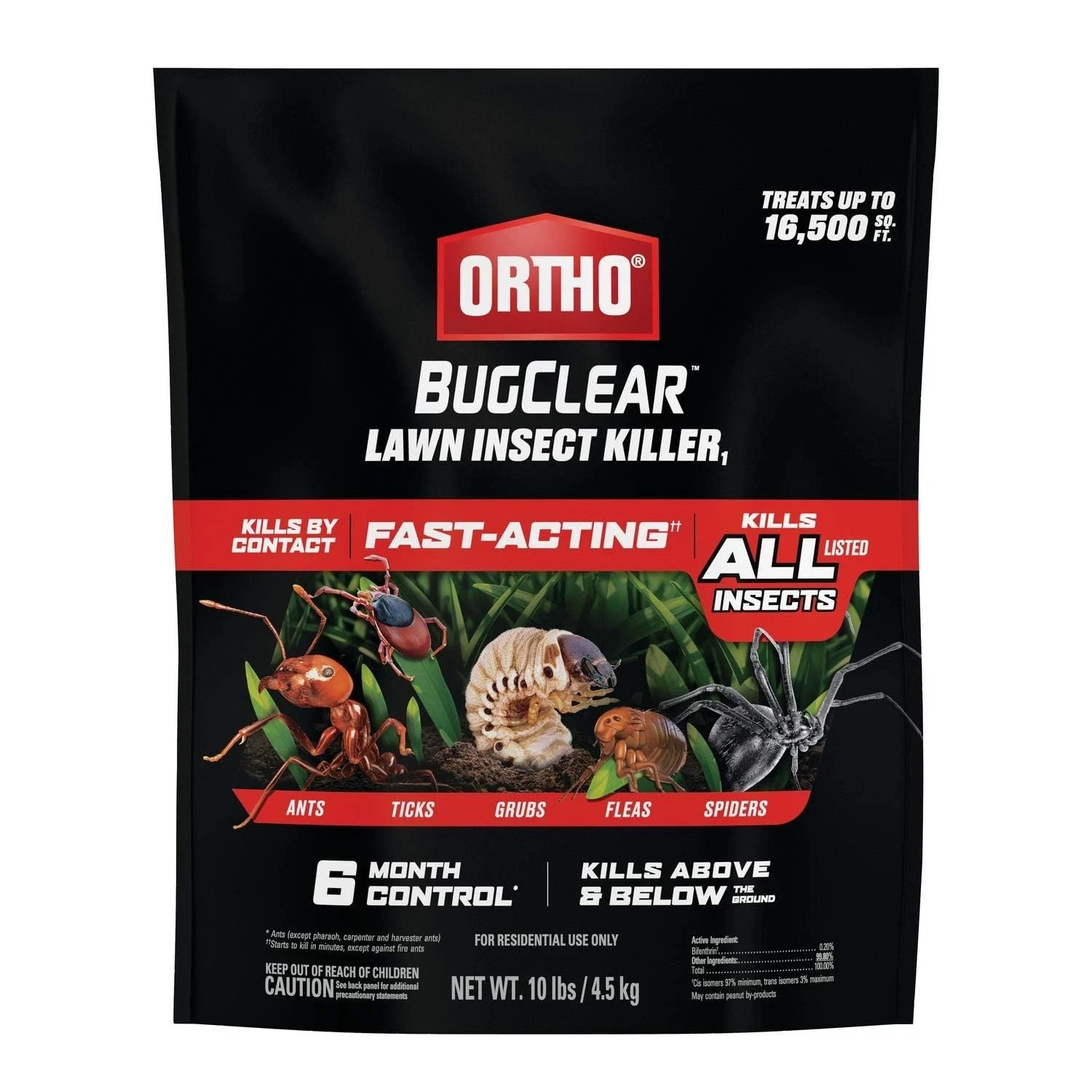 Ortho BugClear Lawn Insect Killer Kills By Contact Fast-Acting Most Insects 10lb