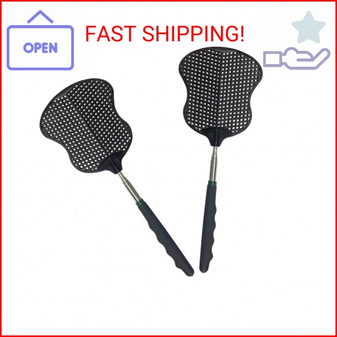 MYSTICHOME Fly Swatter 2 PCS, Durable Heavy Duty Plastic Fly Swatters, Stainless