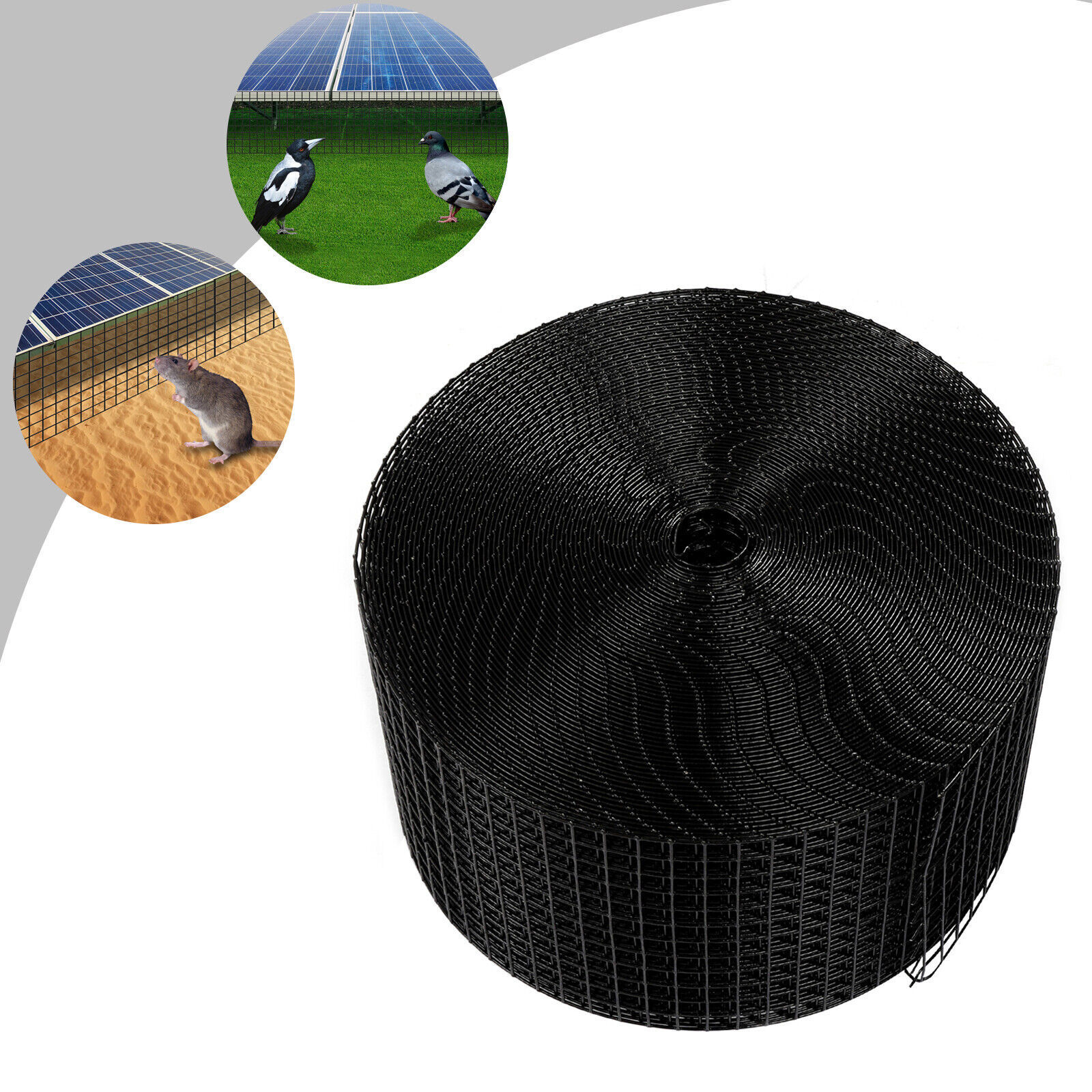 PVC Welded Mesh Roof Pigeon Net 6/8in x100ft Solar Panel Bird Wire Guard Kit NEW