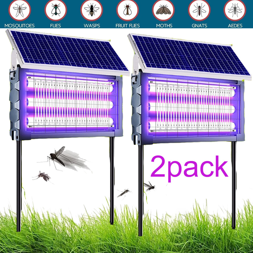 2PCS Solar Bug Zapper Outdoor Garden Mosquito Trap Rechargeable Fly Zapper 4500V