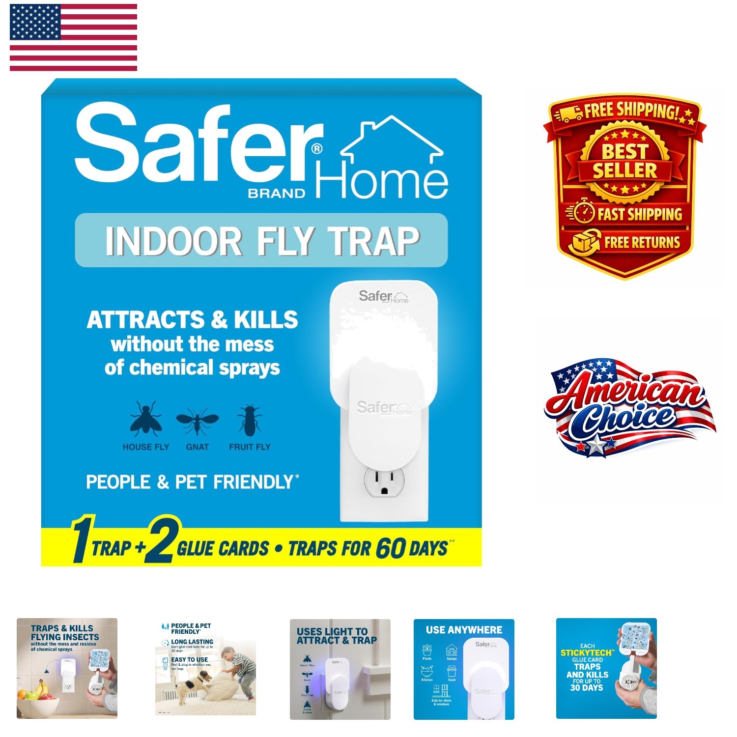 Plug-In SH502 Fly Trap with UV LED – 24/7 Protection for Homes and Families