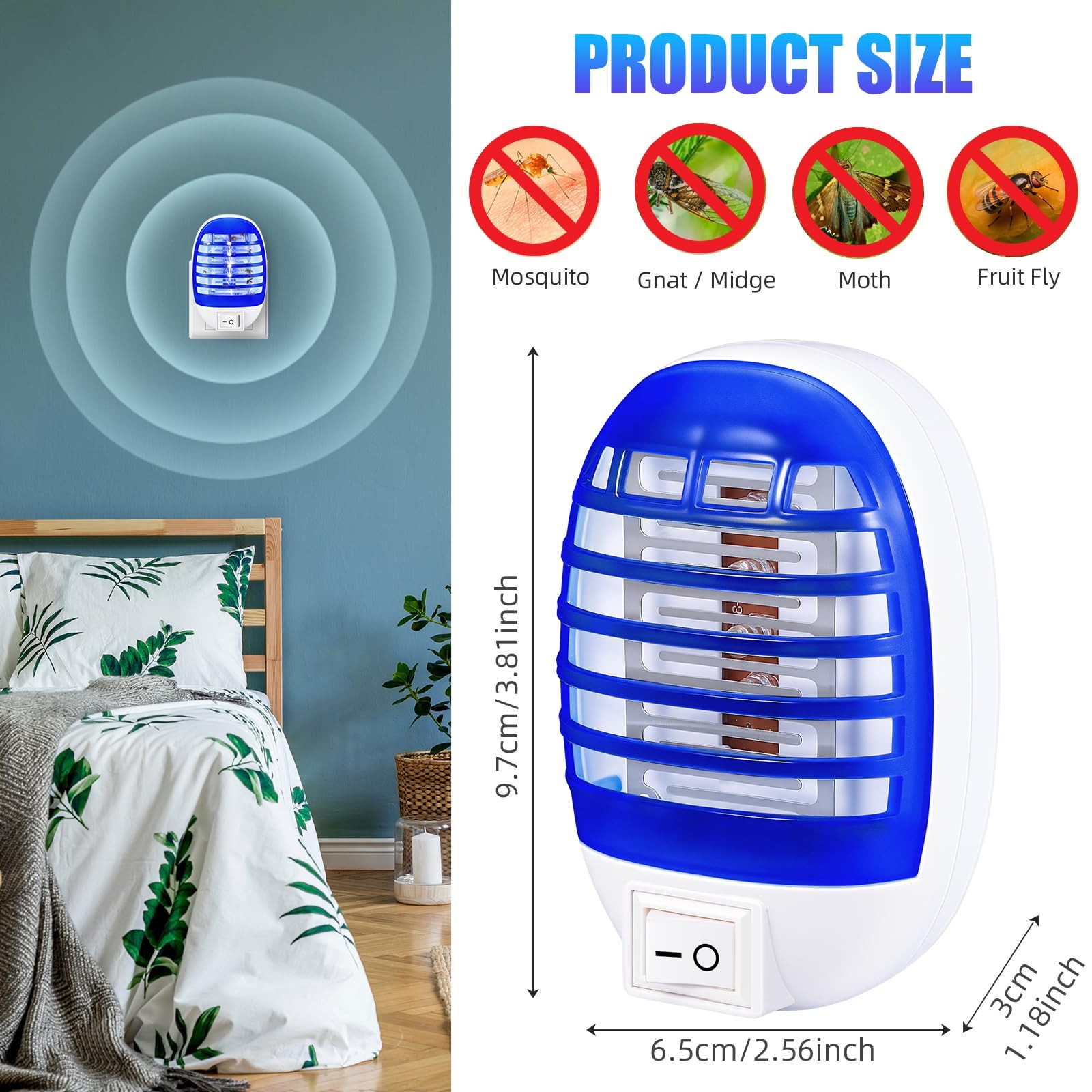 2026 Plug in Bug Zapper for Indoor Use 6 Pcs, Electronic Mosquito Zappers Ind…