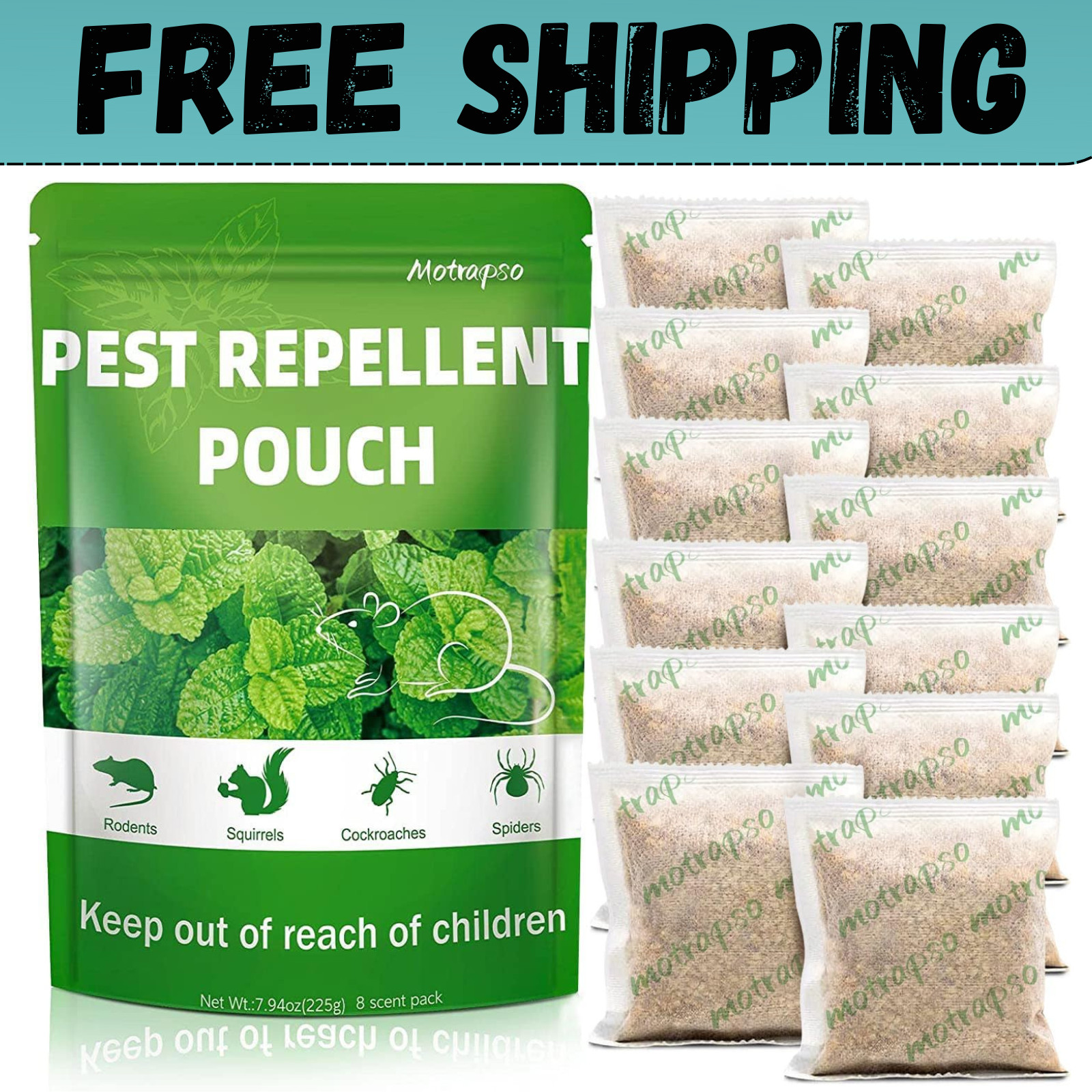 12 Pack Vamoose Natural Rodent Pest Control Repellent Pouch Peppermint Oil