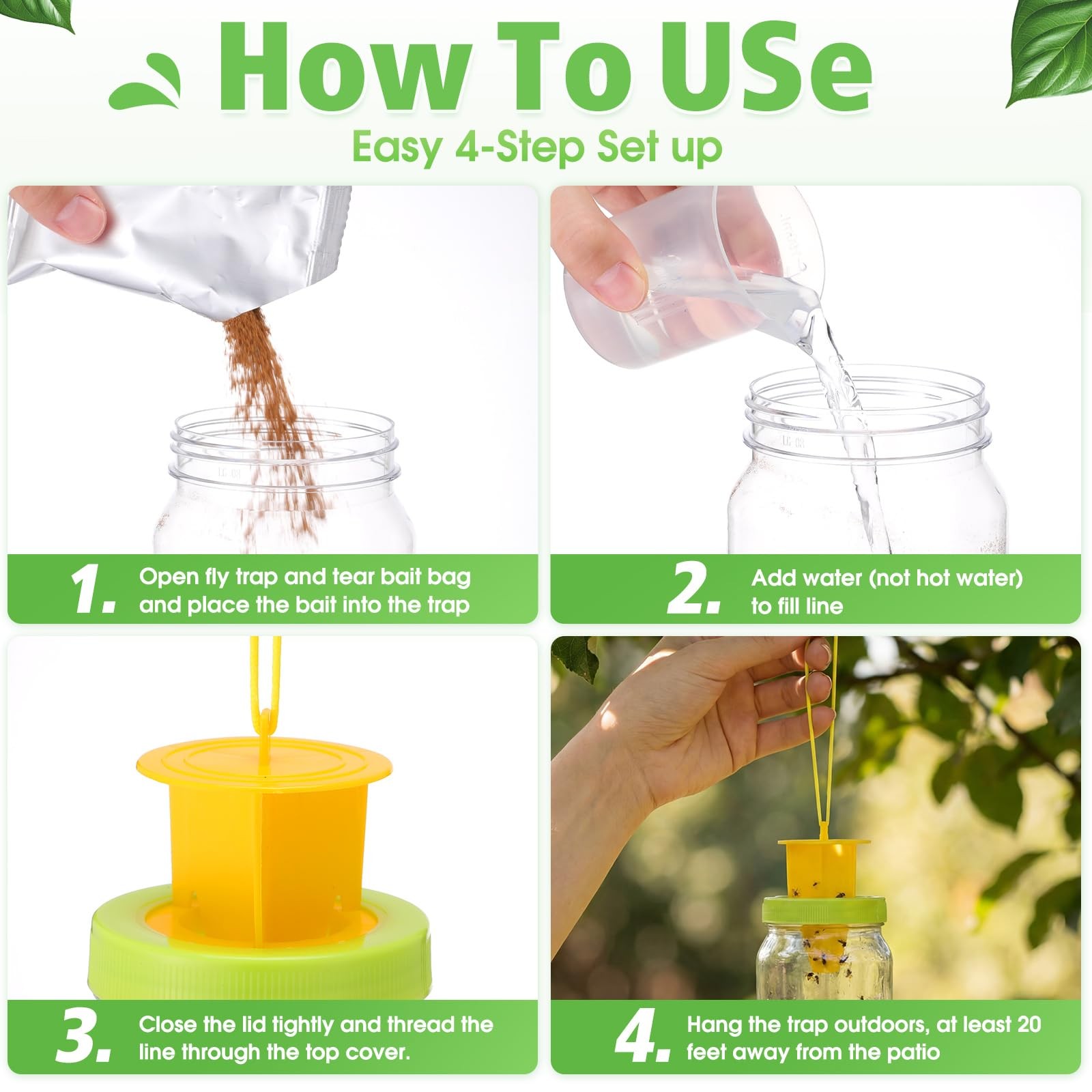 18 Pack Fly Traps Outdoor, Reusable Fly Catcher Bottles with Hanging Flies Tr…