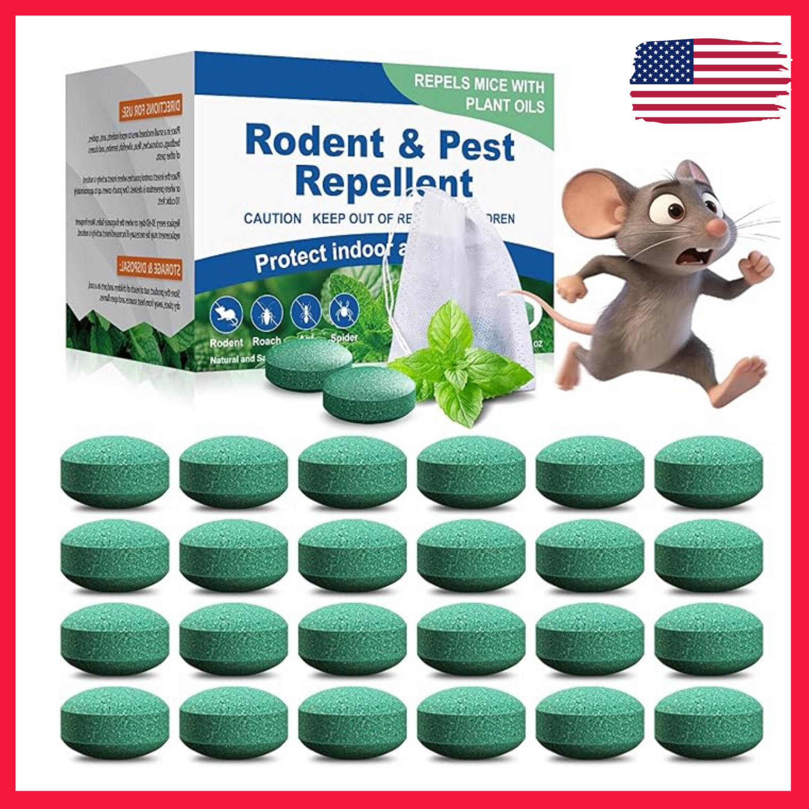 Natural Rodent Repellent Peppermint Sachets 24 Pack Mouse Mice Pest – US