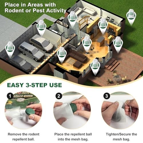 Mouse Rodent Repellent, 32 Pack Peppermint Oil to Repel Mice and Rats– Works for