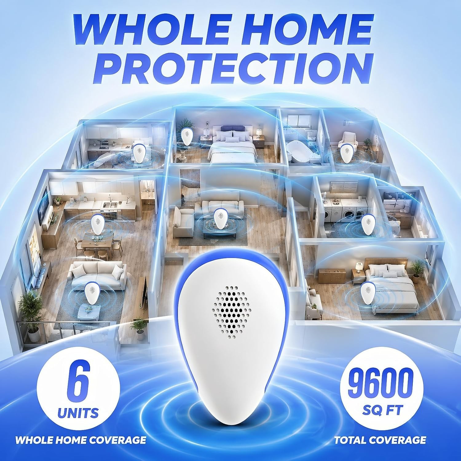 Pest Pro 2026 Ultrasonic Pest Repeller Plug-In Indoor Mouse Bug Repellent