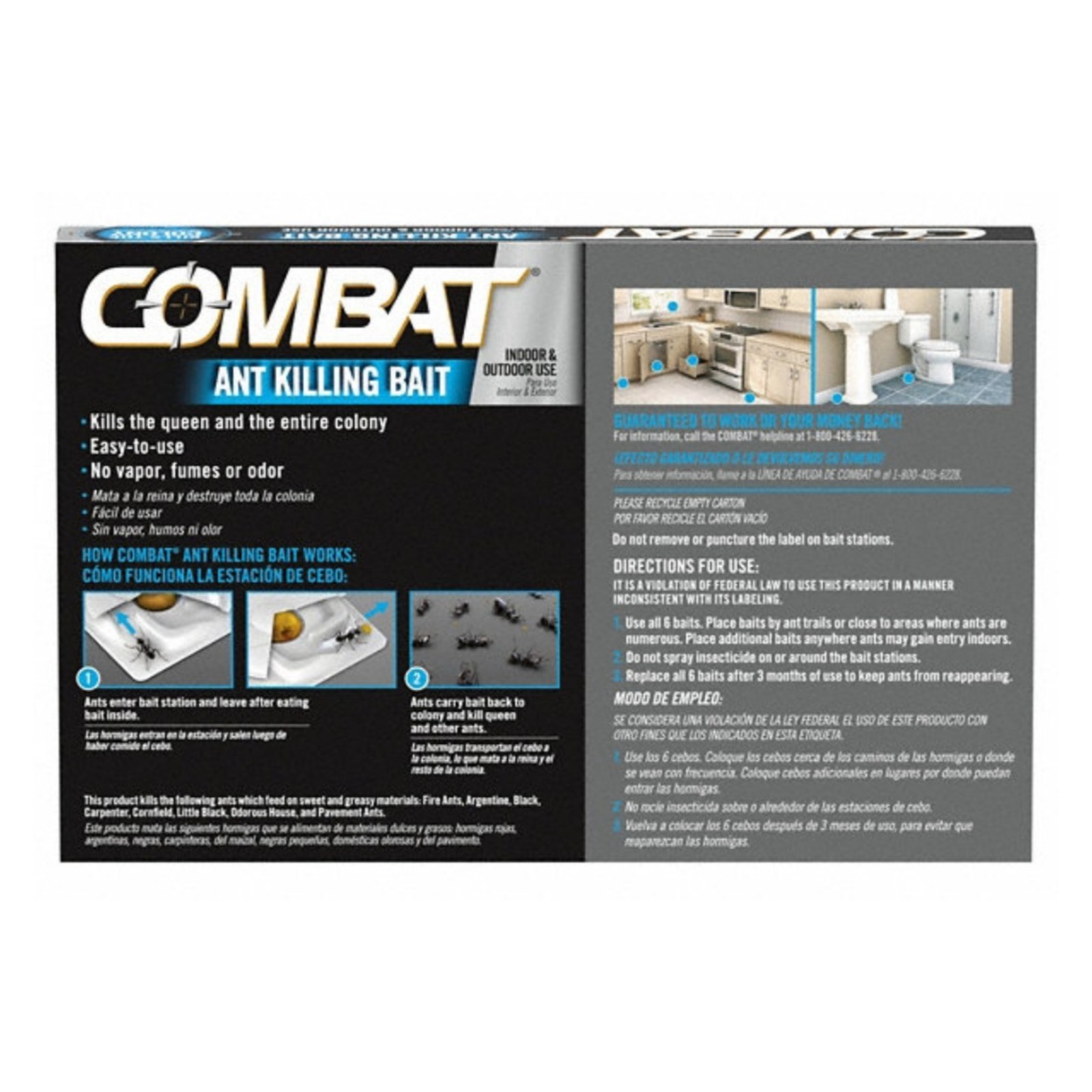Combat Ant Bait Stations 3 Boxes 18 Traps Indoor Outdoor Ant Colony Killer